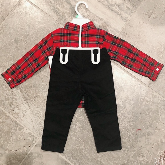 2-Piece Boys Holiday Outfit Plaid Red & Black from Baby Essentials Size 18M NWT - Picture 4 of 9